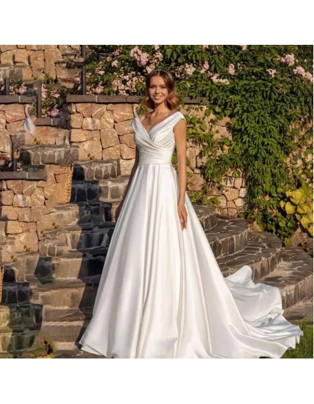 French retro one-line wedding dress