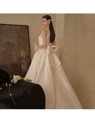 French satin A-line wedding dress