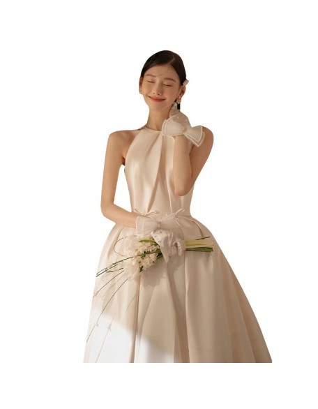 French satin A-line wedding dress