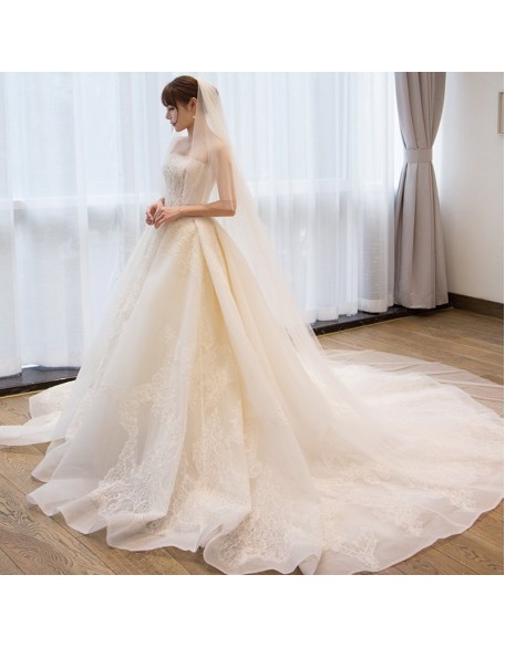 French simple A-line wedding dress