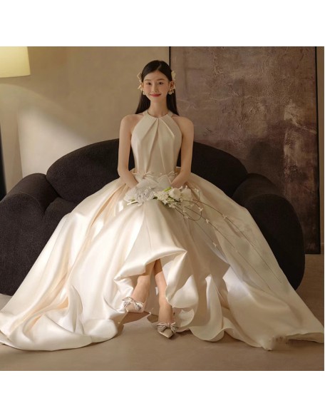 French satin A-line wedding dress