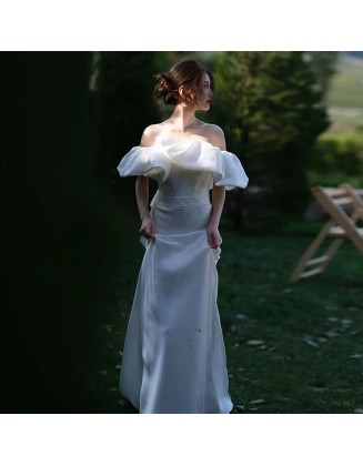 French simple one-line fishtail wedding dress